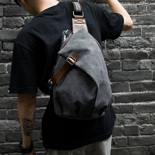 Canvas Chest Bag - Shoulder Backpack - Cross Bag