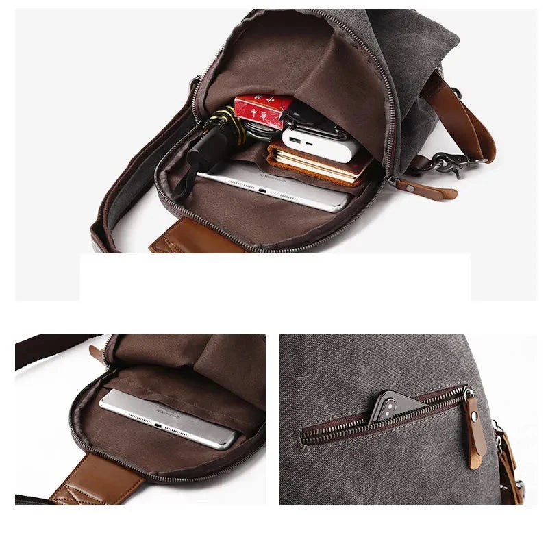 Canvas Chest Bag - Shoulder Backpack - Cross Bag