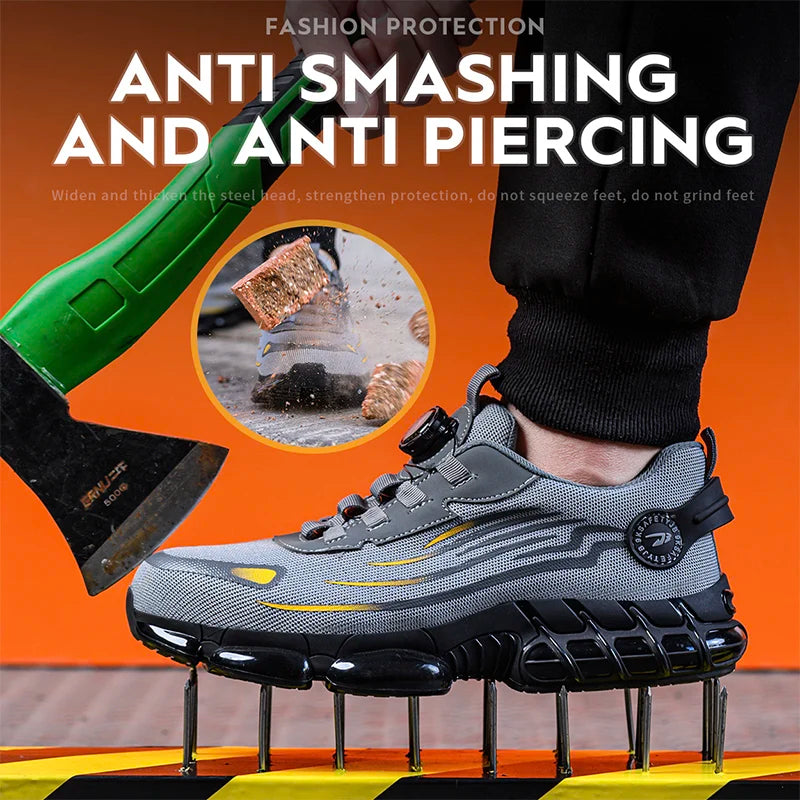 Rotating Button Safety Shoes + Anti-smash Anti-puncture for Work