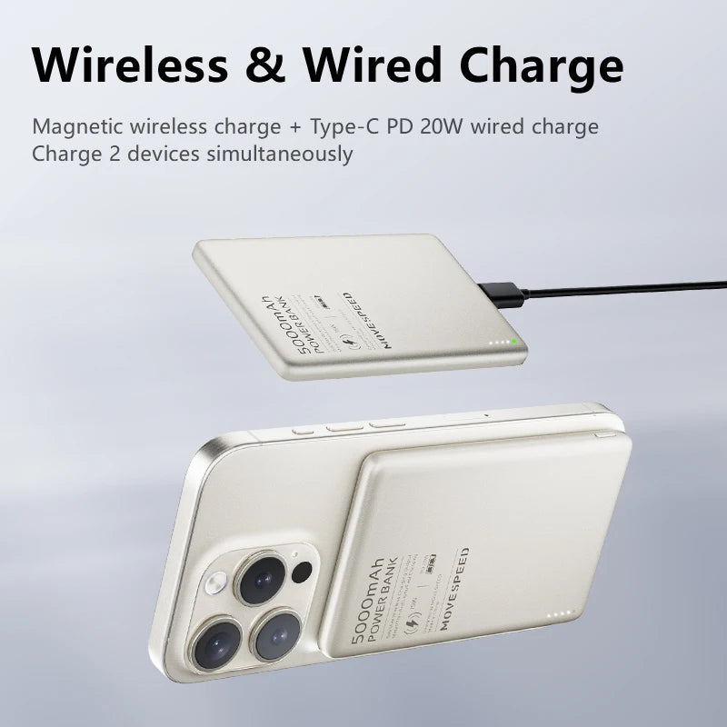 Wireless Power Bank from MOVESPEED S05 Magnetic 5000mAh or 10.000mAh Mini Size