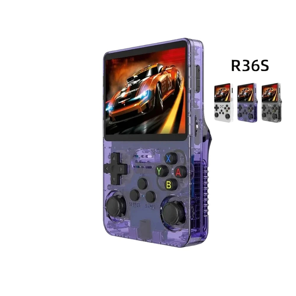 R36S Retro Handheld Video Game Console Linux System 3.5 Inch IPS Screen Portable for airplane rides and long trips