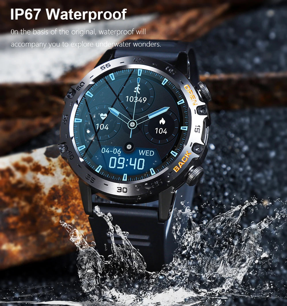 MELANDA Steel and Silicone 1.39" Bluetooth Smart Watch + Waterproof