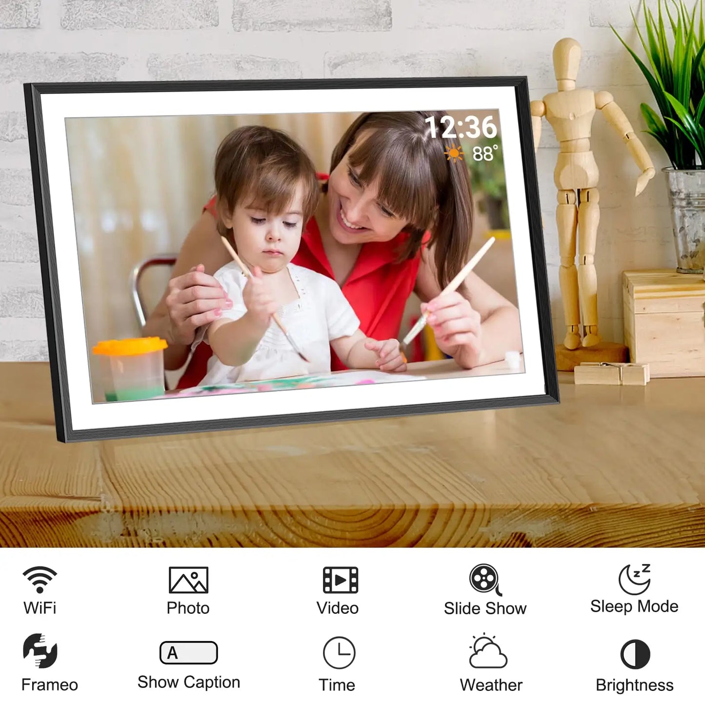 Big Digital Picture Frame 10.1" Screen + 32GB and 1280x800 IPS HD Touch Screen from Frameo