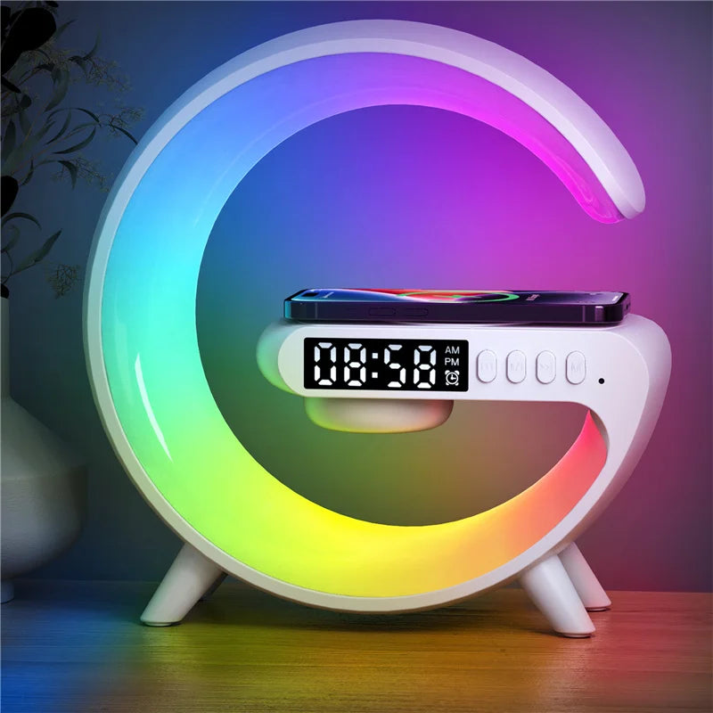 Wireless Charger Pad - Speaker - RGB Night Light Lamp + Fast Charging Station for iPhone - Samsung - Xiaomi