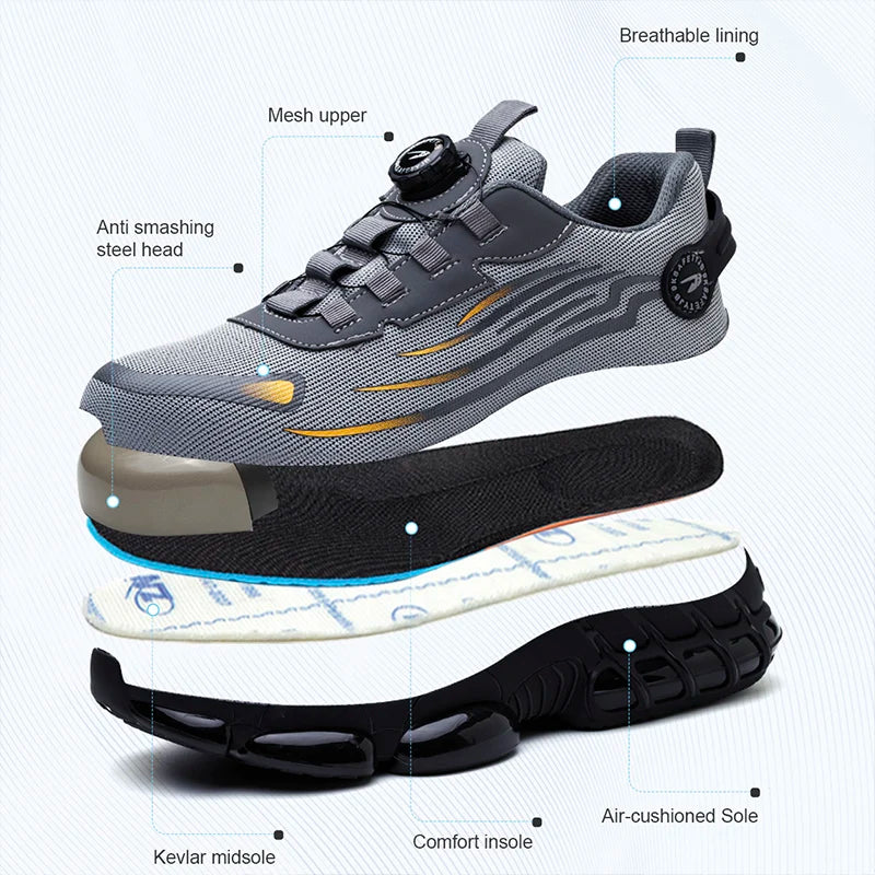 Rotating Button Safety Shoes + Anti-smash Anti-puncture for Work